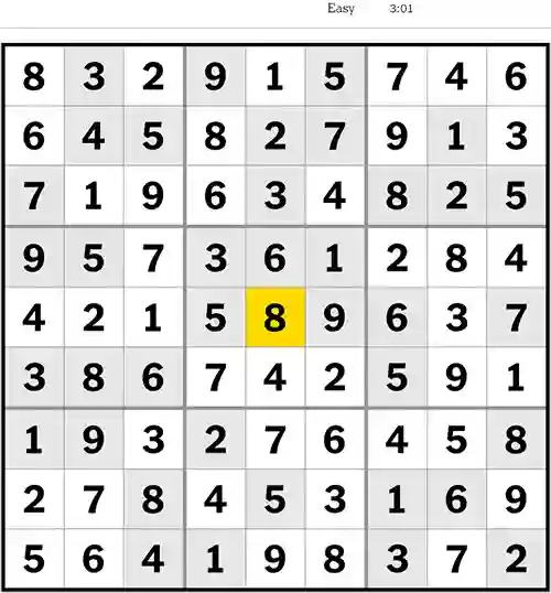 NYT Sudoku Easy Answers 6th July 2023