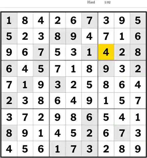 NYT Sudoku Hard 4th July 2023