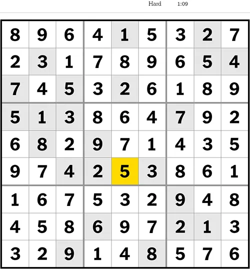 NYT Sudoku Hard 5th July 2023