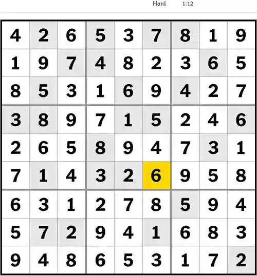 NYT Sudoku Hard 7th July 2023