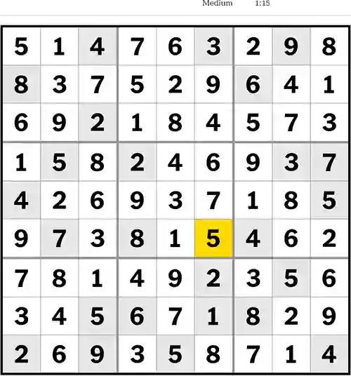 NYT Sudoku Medium 11th July 2023