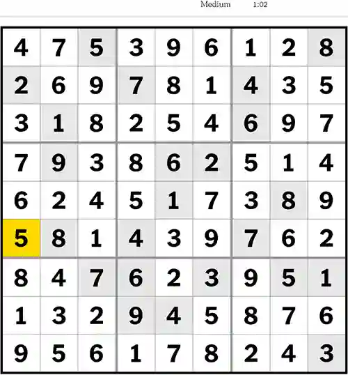 NYT Sudoku Medium 15th July 2023