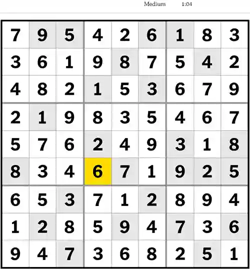 NYT Sudoku Medium 16th July 2023