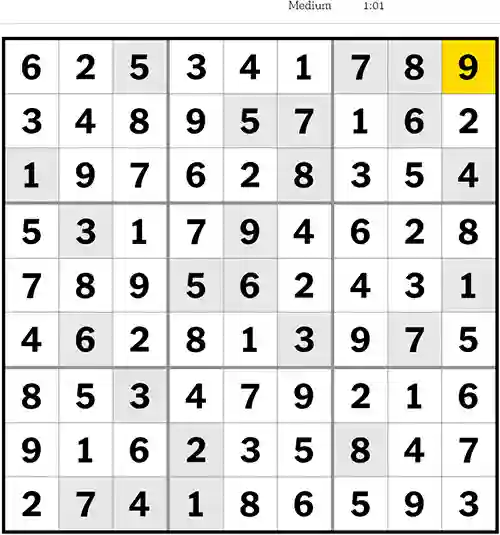 NYT Sudoku Medium 22nd July 2023