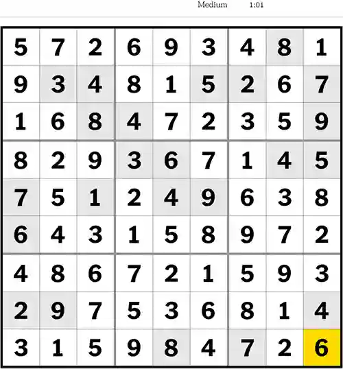 NYT Sudoku Medium 24th July 2023