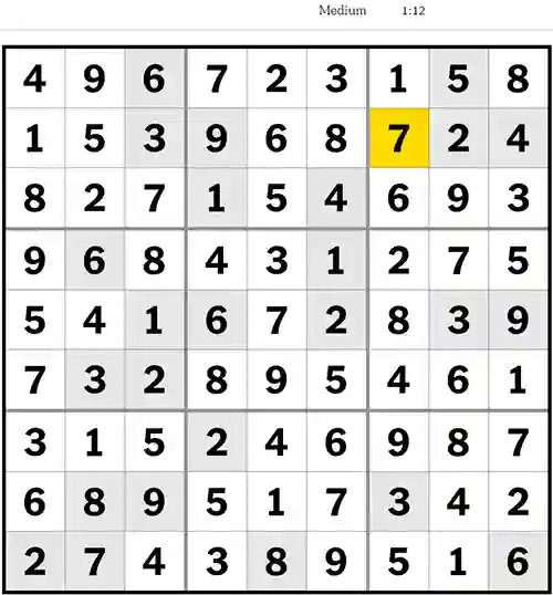 NYT Sudoku Medium 25th July 2023