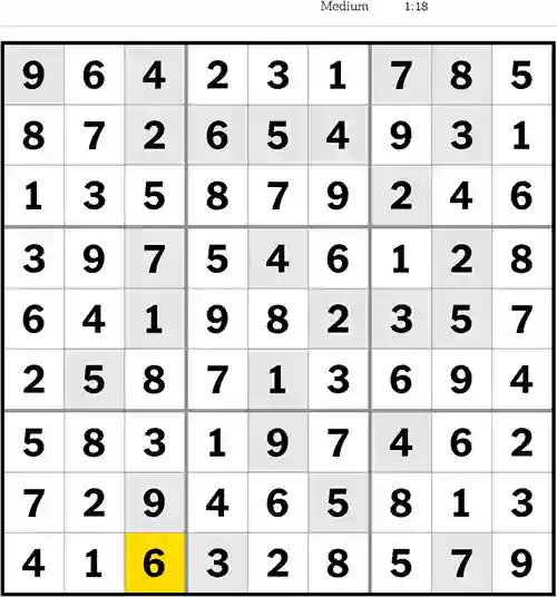 NYT Sudoku Medium 28th July 2023