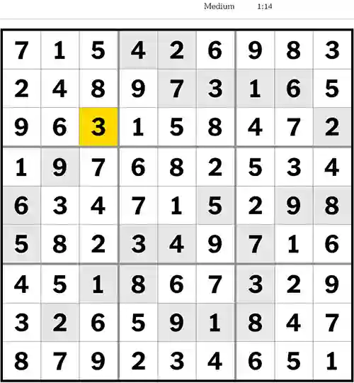 NYT Sudoku Medium 31st July 2023