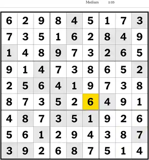 NYT Sudoku Medium 3rd July 2023