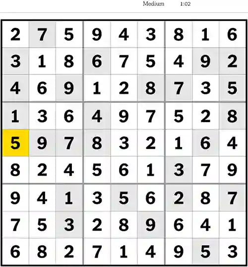 NYT Sudoku Medium Answers 6th July 2023