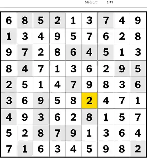 NYT Sudoku Medium 8th July 2023