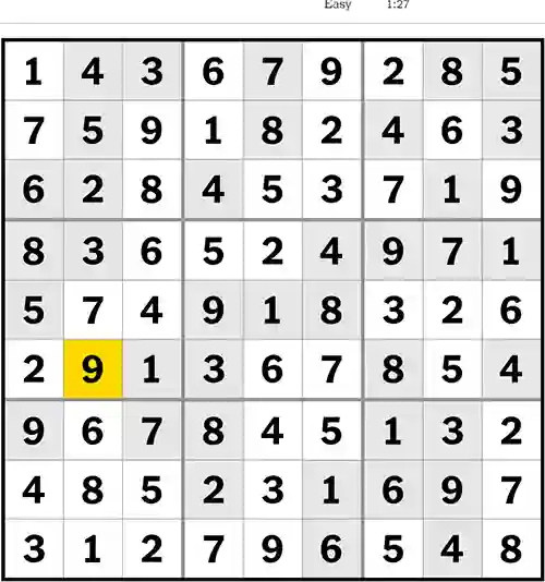 NYT Sudoku Easy 19th August 2023