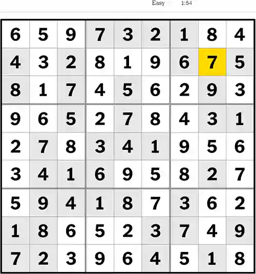NYT Sudoku Easy 10th August 2023