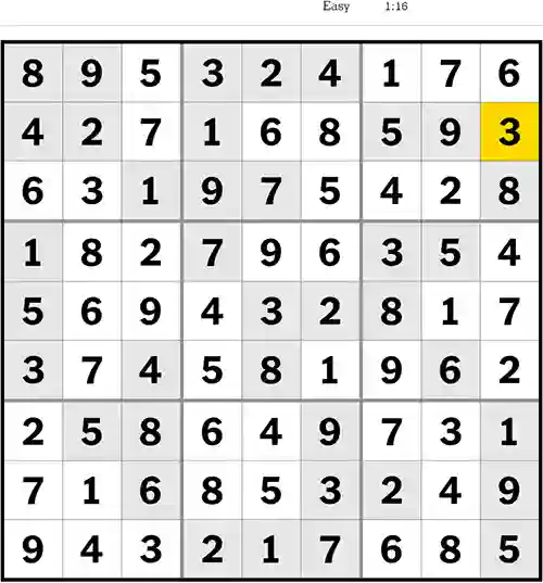 NYT Sudoku Easy 12th August 2023