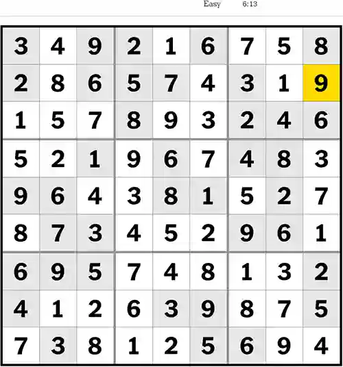 NYT Sudoku Easy 15th August 2023