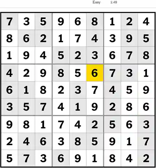 NYT Sudoku Easy 16th August 2023