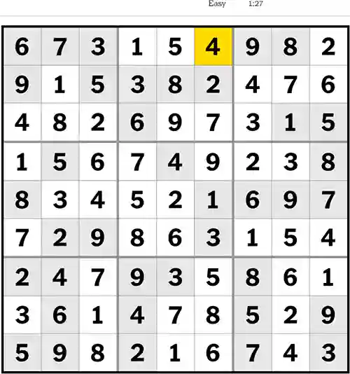 NYT Sudoku Easy 17th August 2023