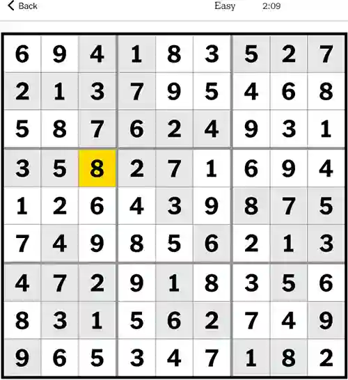 NYT Sudoku Easy 1st September 2023