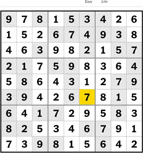 NYT Sudoku Easy 22nd August 2023