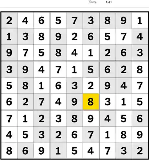 NYT Sudoku Easy 23rd August 2023