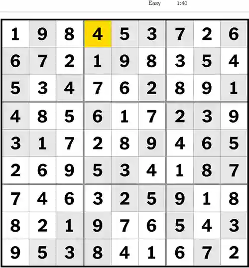 NYT Sudoku Easy 24th August 2023