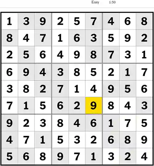 NYT Sudoku Easy 2nd August 2023