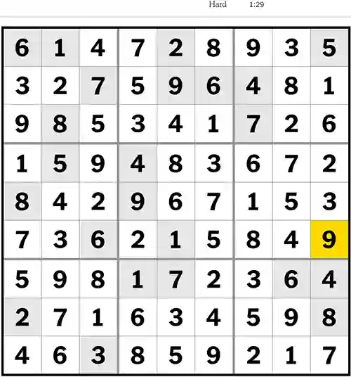 NYT Sudoku Hard 11th August 2023