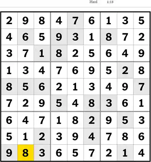 NYT Sudoku Hard 13th August 2023