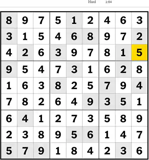 NYT Sudoku Hard 16th August 2023