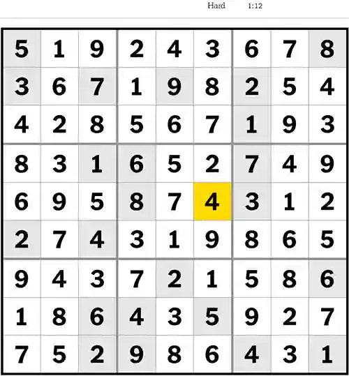 NYT Sudoku Hard 6th August 2023