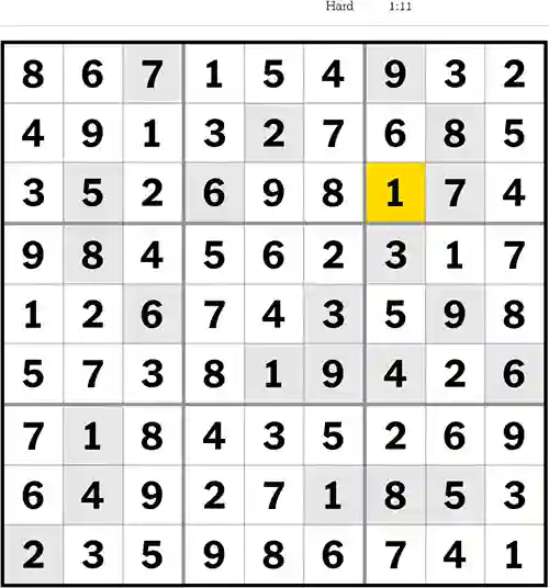 NYT Sudoku Hard 7th August 2023