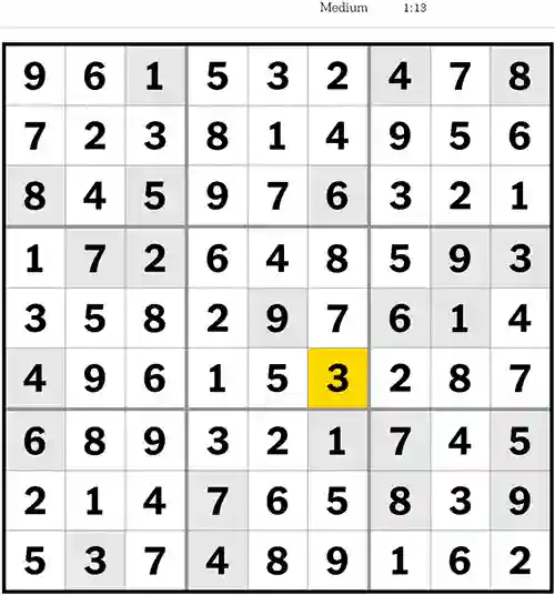 NYT Sudoku Medium 14th August 2023