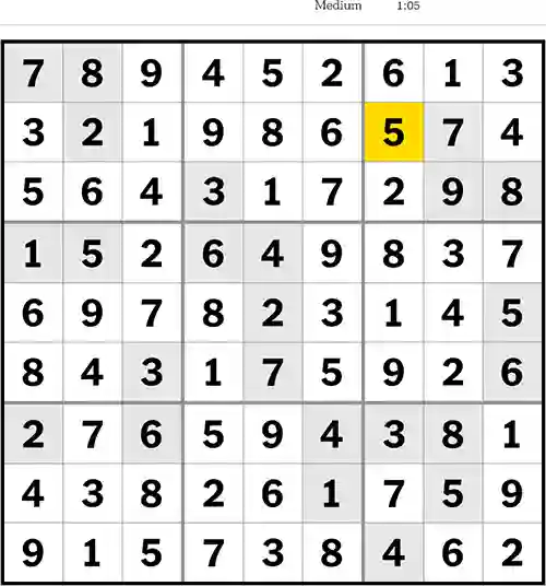 NYT Sudoku Medium 15th August 2023