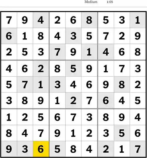 NYT Sudoku Medium 21st August 2023