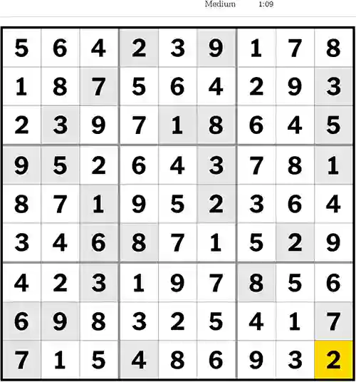 NYT Sudoku Medium 23rd August 2023
