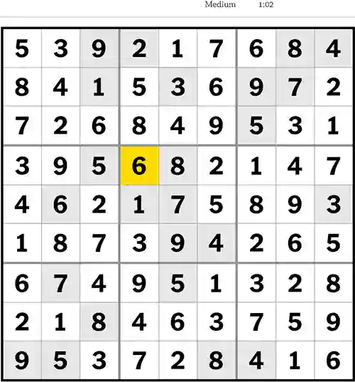 NYT Sudoku 25th August 2023 Medium