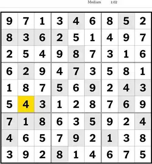 NYT Sudoku Medium 27th August 2023