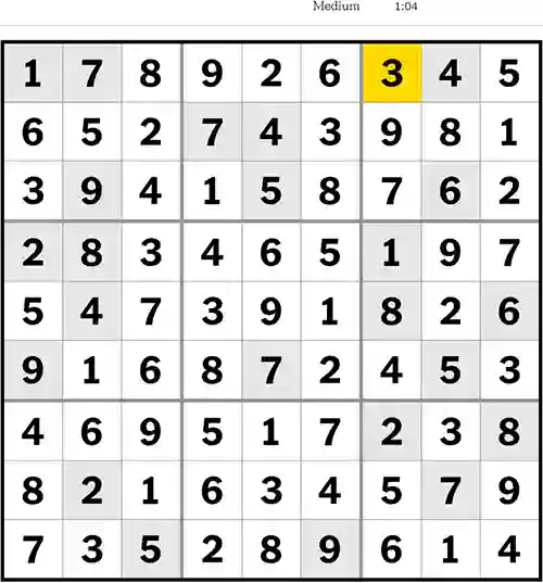 NYT Sudoku Medium 29th August 2023