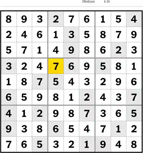 NYT Sudoku Medium 30th August 2023