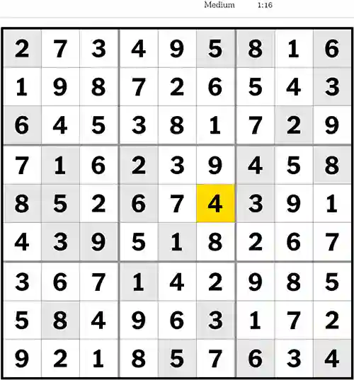 NYT Sudoku Medium 5th August 2023