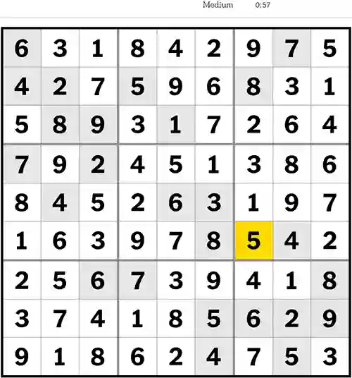 NYT Sudoku Medium 6th August 2023