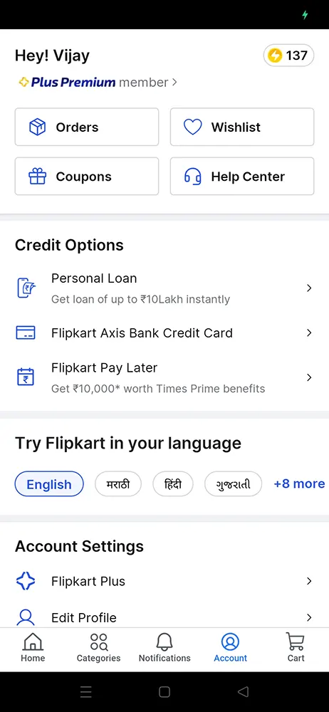 Flipkart Account