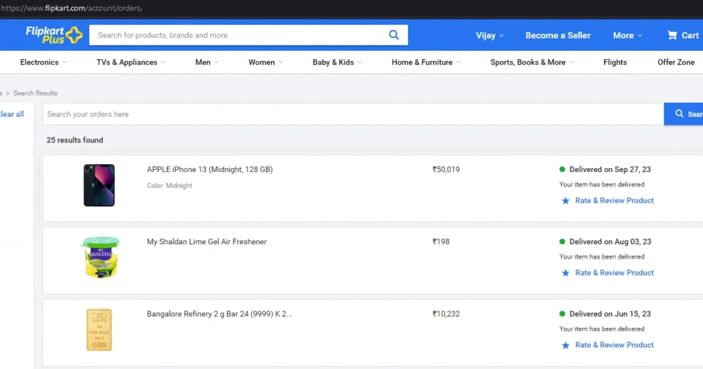 Flipkart Orders