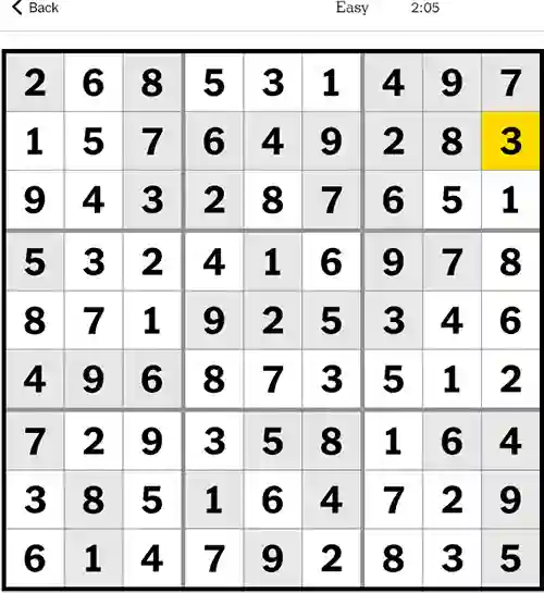 NYT Sudoku Easy 12th September 2023