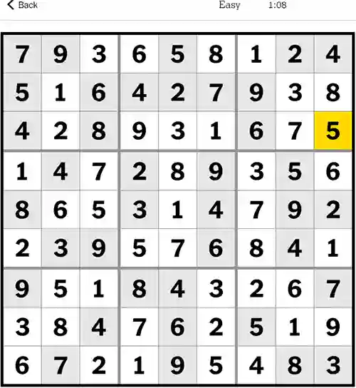 NYT Sudoku Easy 14th September 2023