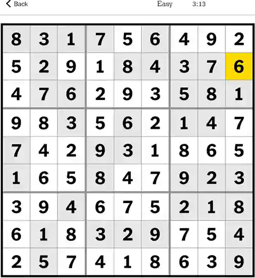 NYT Sudoku Easy 17th September 2023