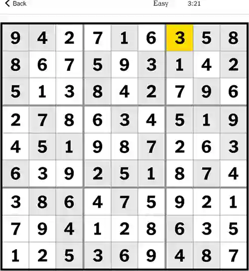 NYT Sudoku Easy 21st September 2023