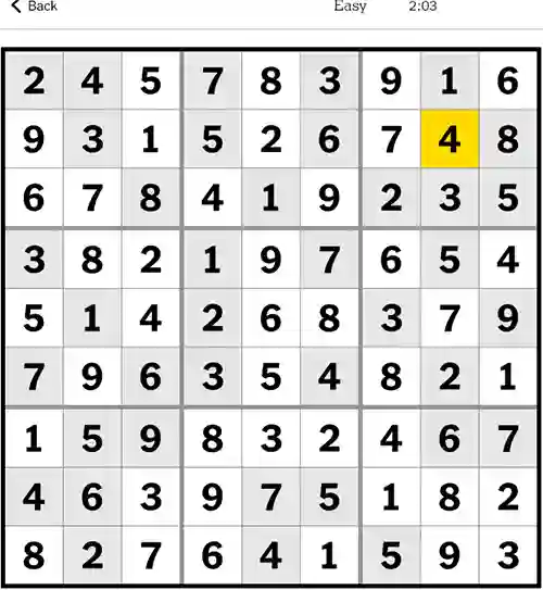 New York Times Sudoku Easy Answers 22nd September 2023