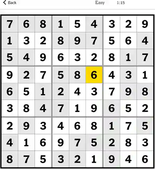 NYT Sudoku Easy 25th September 2023
