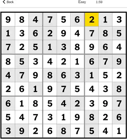 Sudoku NYT Easy Answers 27th September 2023